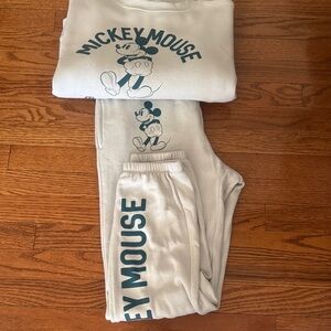 Mickey Mouse Women's Cream Sweatshirt and Joggers Set